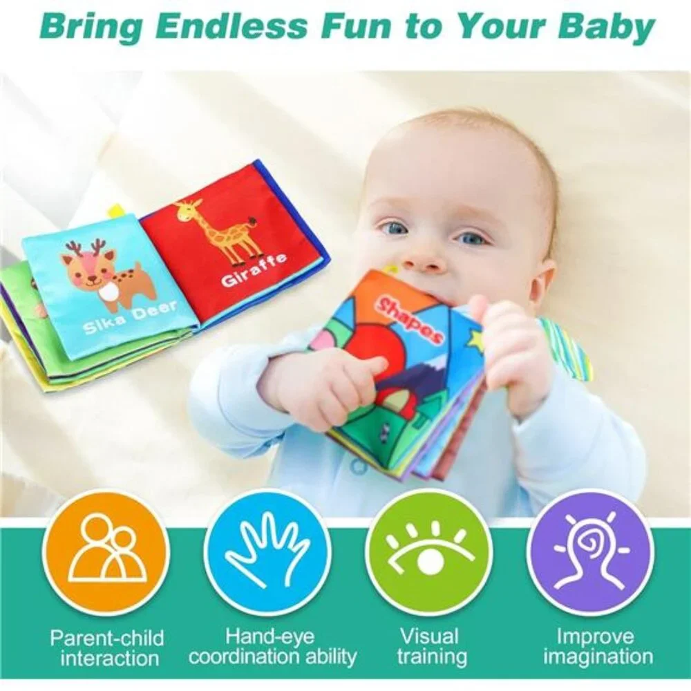 Baby Bath Books, Nontoxic Fabric Soft Baby Cloth Books, Early Education Toys
